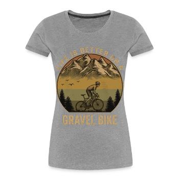 Gravel Bike Mountains Aventure à vélo rétro - T-shirt bio Premium Femme - gris chiné - Devant - Mia (176cm)