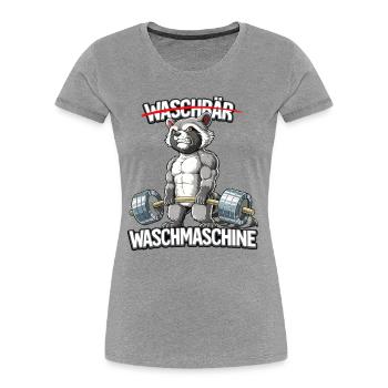 Waschbär Waschmaschine - Frauen Premium Bio T-Shirt - Grau meliert - Vorne - Mia (176cm)
