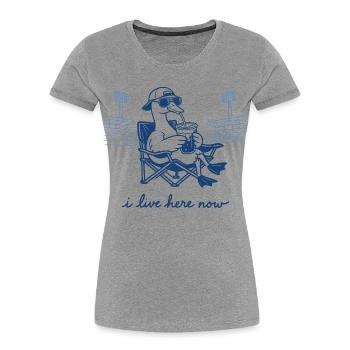 Lustige Gans, ich wohne hier jetzt, Baseball - Frauen Premium Bio T-Shirt - Grau meliert - Vorne - Mia (176cm)