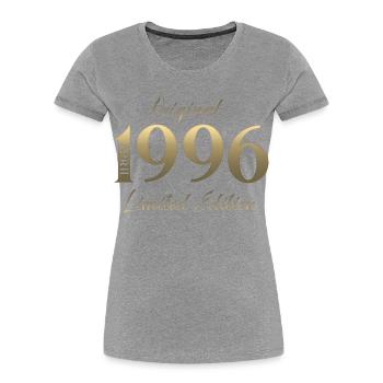 Cadeau du 30e anniversaire Mari Original avril 1996 - T-shirt bio Premium Femme - gris chiné - Devant - Mia (176cm)