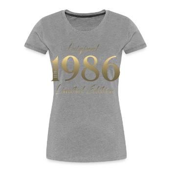 Cadeau du 40e anniversaire Mari Original avril 1986 - T-shirt bio Premium Femme - gris chiné - Devant - Mia (176cm)