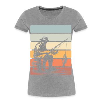 Pêcheurs à la ligne - T-shirt bio Premium Femme - gris chiné - Devant - Mia (176cm)