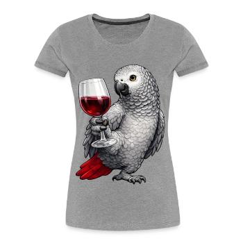 Graupapagei Weinglas - Frauen Premium Bio T-Shirt - Grau meliert - Vorne - Mia (176cm)