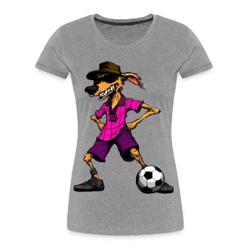 Australian Shepherd Fussball - Frauen Premium Bio T-Shirt - Grau meliert - Vorne - Mia (176cm)