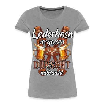 Trachten T-Shirt Herren Trachtenshirt Lederhose - Frauen Premium Bio T-Shirt - Grau meliert - Vorne - Mia (176cm)