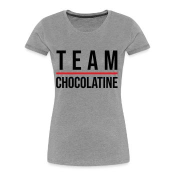 Team chocolatine - T-shirt bio Premium Femme - gris chiné - Devant - Mia (176cm)