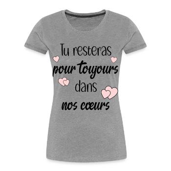 à jamais - T-shirt bio Premium Femme - gris chiné - Devant - Mia (176cm)