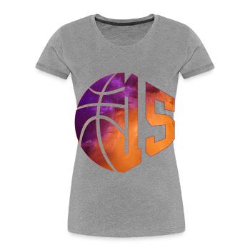 NUMÉRO 15 BASKETBALL 15E ANNIVERSAIRE - T-shirt bio Premium Femme - gris chiné - Devant - Mia (176cm)