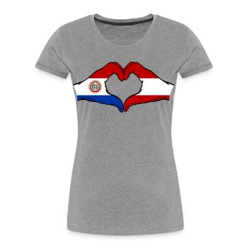 Paraguay Österreich Flagge Herz used - Frauen Premium Bio T-Shirt - Grau meliert - Vorne - Mia (176cm)