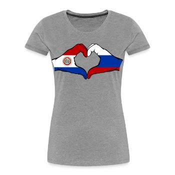 Paraguay Russland Flagge Herzform - Frauen Premium Bio T-Shirt - Grau meliert - Vorne - Mia (176cm)