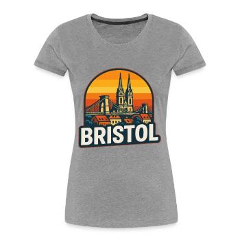 Bristol Retro Sunset Suspension Bridge Design - Women's Premium Organic T-Shirt - heather grey - Front - Mia (176cm)