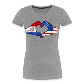 Paraguay USA Flags Heart - Women's Premium Organic T-Shirt - heather grey - Front - Mia (176cm)