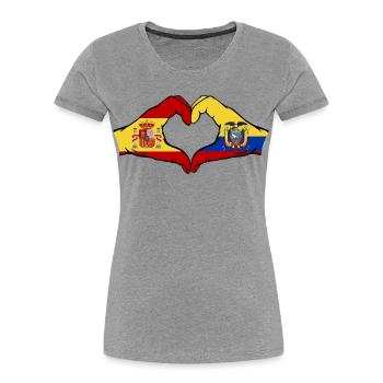 Spanien Ecuador Flagge Herz - Frauen Premium Bio T-Shirt - Grau meliert - Vorne - Mia (176cm)