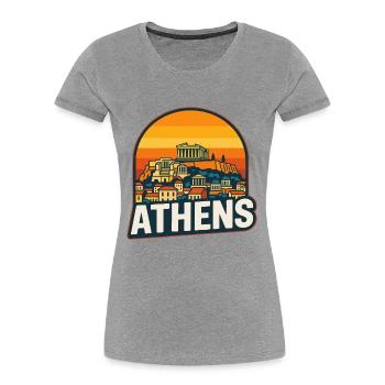 Athens Skyline Retro Sunset Parthenon Art - Women's Premium Organic T-Shirt - heather grey - Front - Mia (176cm)