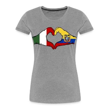 Cœur du drapeau de l’Italie de l’Équateur - T-shirt bio Premium Femme - gris chiné - Devant - Mia (176cm)