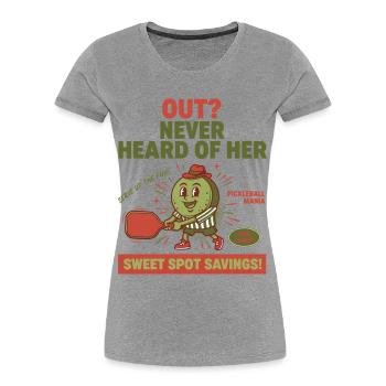 Pickleball-Spieler lieben Pickleball NIE GEHÖRT - Frauen Premium Bio T-Shirt - Grau meliert - Vorne - Mia (176cm)