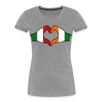 Mains du drapeau de la Côte d’Ivoire de l’Italie - T-shirt bio Premium Femme - gris chiné - Devant - Mia (176cm)