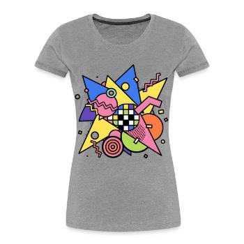 Abstraktes Geometrisches Muster 90s Style - Frauen Premium Bio T-Shirt - Grau meliert - Vorne - Mia (176cm)