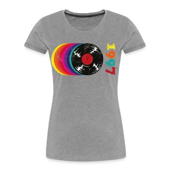 Millésime 1997 - T-shirt bio Premium Femme - gris chiné - Devant - Mia (176cm)