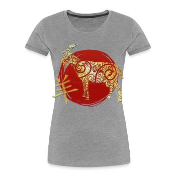 Goat Chinese Zodiac Horoscope - Women's Premium Organic T-Shirt - heather grey - Front - Mia (176cm)