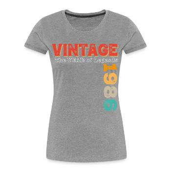 Millésime 1986 - T-shirt bio Premium Femme - gris chiné - Devant - Mia (176cm)