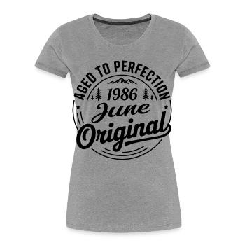 June 1986 – Legend of the Peaks and Mountains - Women's Premium Organic T-Shirt - heather grey - Front - Mia (176cm)
