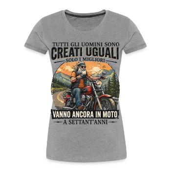Motorrad Legende – Mit 70 Jahren noch im Sattel - Frauen Premium Bio T-Shirt - Grau meliert - Vorne - Mia (176cm)