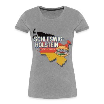 Schleswig-Holstein Deutschland Bundesland Souvenir - Frauen Premium Bio T-Shirt - Grau meliert - Vorne - Mia (176cm)
