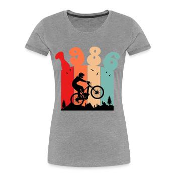 Millésime 1986 - T-shirt bio Premium Femme - gris chiné - Devant - Mia (176cm)