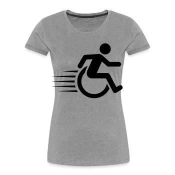 Rollstuhlfahrer unterwegs # - Frauen Premium Bio T-Shirt - Grau meliert - Vorne - Mia (176cm)