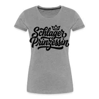 Schlagerprinzessin - Frauen Premium Bio T-Shirt - Grau meliert - Vorne - Mia (176cm)