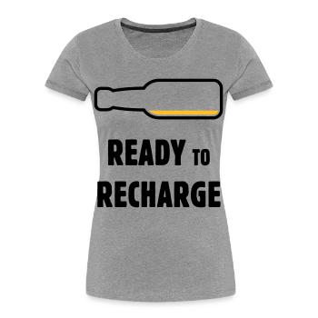 Ready To Recharge (Bier / Bierchen / POS 2C) - Frauen Premium Bio T-Shirt - Grau meliert - Vorne - Mia (176cm)