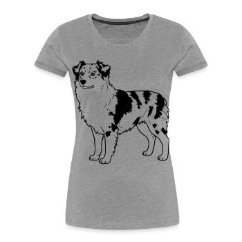 Australian Shepherd - Frauen Premium Bio T-Shirt - Grau meliert - Vorne - Mia (176cm)