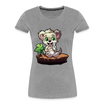 Kleiner Koala am Baumstumpf - Frauen Premium Bio T-Shirt - Grau meliert - Vorne - Mia (176cm)
