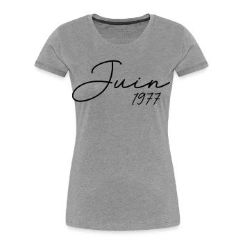 Geburtstag 1977 Juni 1977 Geschenk Juni 1977 - Frauen Premium Bio T-Shirt - Grau meliert - Vorne - Mia (176cm)