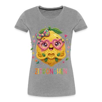 Zitrone Zitrönchen - Frauen Premium Bio T-Shirt - Grau meliert - Vorne - Mia (176cm)