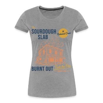 Boulanger au pain au levain La Dalle au levain - T-shirt bio Premium Femme - gris chiné - Devant - Mia (176cm)