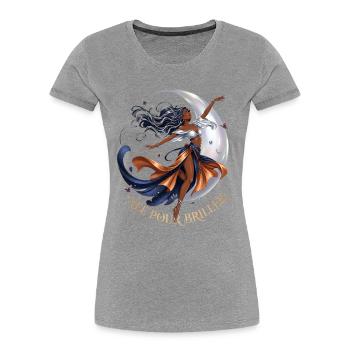 Née pour briller : La Danse du bien-être - T-shirt bio Premium Femme - gris chiné - Devant - Mia (176cm)
