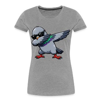 Pigeon à tamponnage - T-shirt bio Premium Femme - gris chiné - Devant - Mia (176cm)