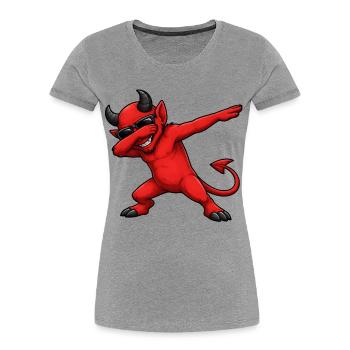 Dabbing Teufel - Frauen Premium Bio T-Shirt - Grau meliert - Vorne - Mia (176cm)