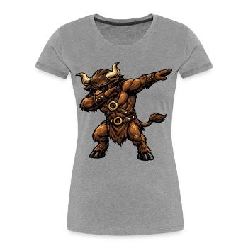 Dab du Minotaure - T-shirt bio Premium Femme - gris chiné - Devant - Mia (176cm)
