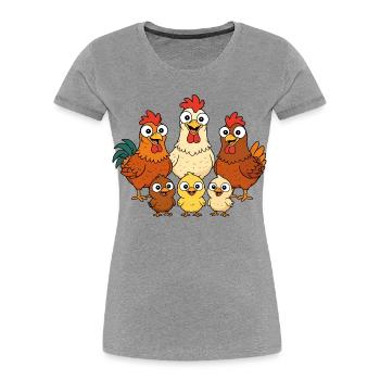 Chickens, roosters and chicks - Women's Premium Organic T-Shirt - heather grey - Front - Mia (176cm)