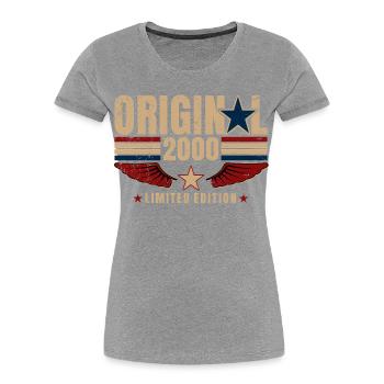 Cadeau d’anniversaire 26 Vintage original 2000's - T-shirt bio Premium Femme - gris chiné - Devant - Mia (176cm)
