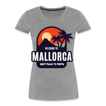Welcome to Mallorca Party Sunset - Frauen Premium Bio T-Shirt - Grau meliert - Vorne - Mia (176cm)