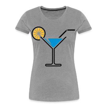 Cocktail / Cocktailglas / Martini + (Hellblau) - Frauen Premium Bio T-Shirt - Grau meliert - Vorne - Mia (176cm)