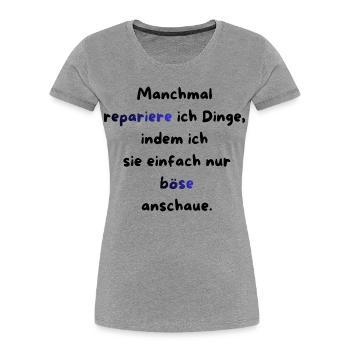 Instandhaltung T-Shirt Lustiges Geschenk Handwerk! - Frauen Premium Bio T-Shirt - Grau meliert - Vorne - Mia (176cm)