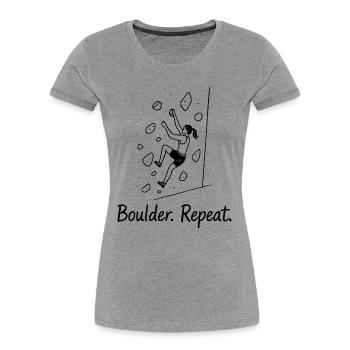 Minimalist Bouldering Line Art Women's Shirt - Women's Premium Organic T-Shirt - heather grey - Front - Mia (176cm)