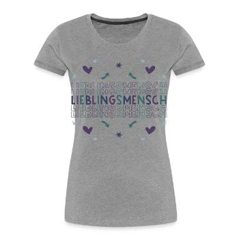 Lieblingsmensch - Herzensmensch - Herzmensch - Frauen Premium Bio T-Shirt - Grau meliert - Vorne - Mia (176cm)