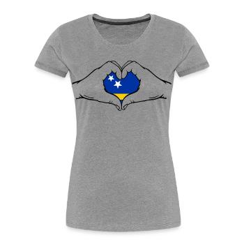 Curacao_Flagge_Hände_Herzform - T-shirt bio Premium Femme - gris chiné - Devant - Mia (176cm)