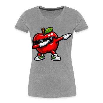 Dabbing Roter Apfel - Frauen Premium Bio T-Shirt - Grau meliert - Vorne - Mia (176cm)
